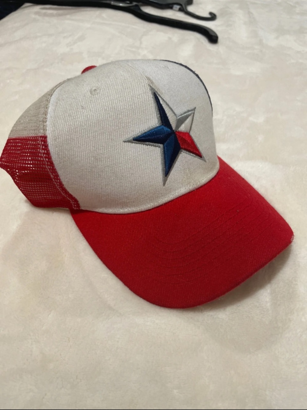 Red and White Star Embroidered Trucker Hat
